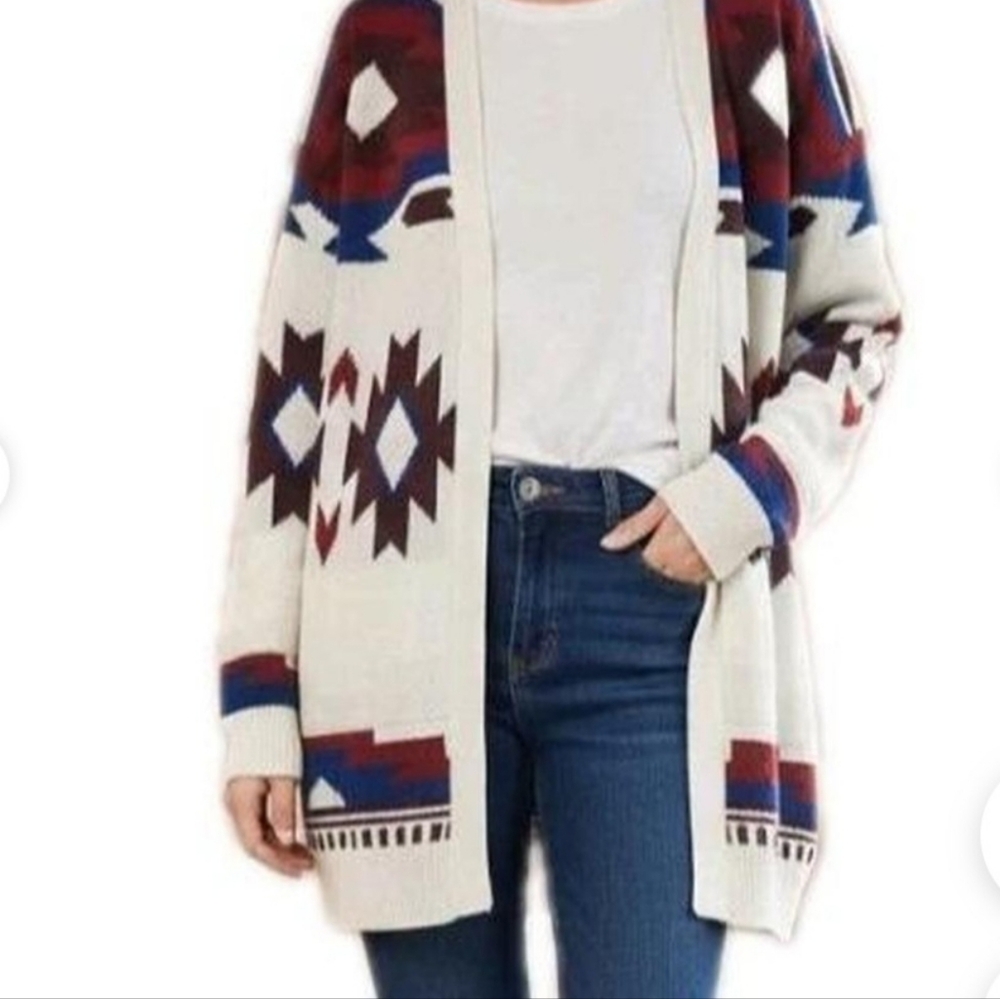 Lucky Brand Multicolor Open Cardigan Medium Aztec Nwt$149.50 Open Front